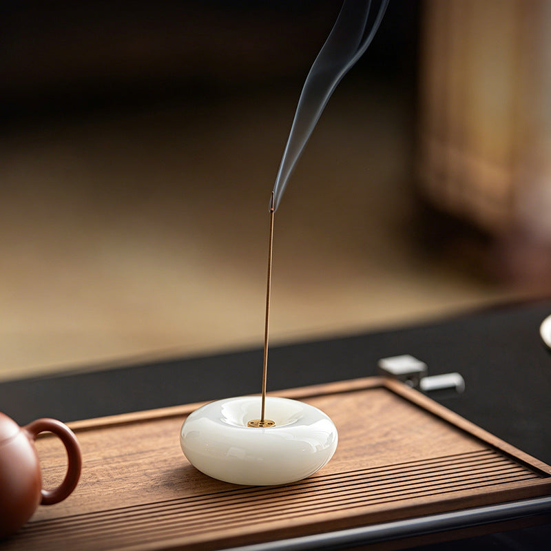 White jade simple indoor incense insert incense seat incense holder aromatherapy stove incense road spare parts household cover tea ceremony accessories ornament