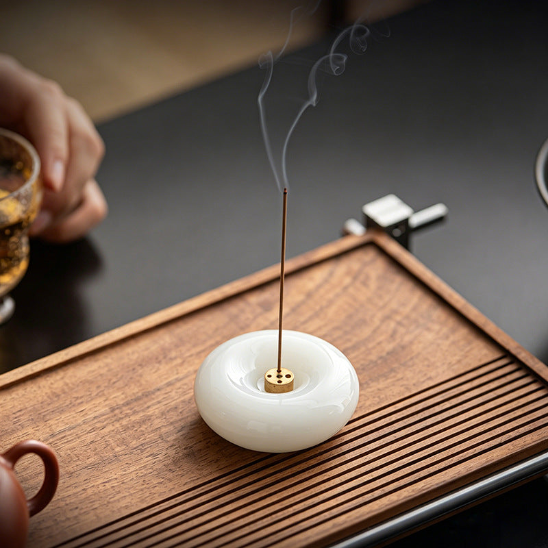 White jade simple indoor incense insert incense seat incense holder aromatherapy stove incense road spare parts household cover tea ceremony accessories ornament