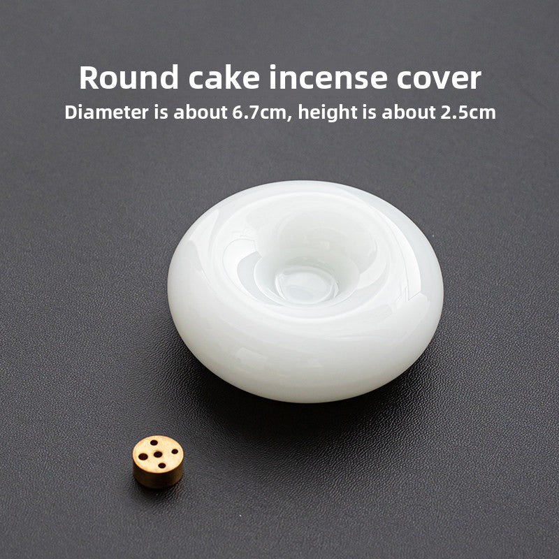 White jade simple indoor incense insert incense seat incense holder aromatherapy stove incense road spare parts household cover tea ceremony accessories ornament