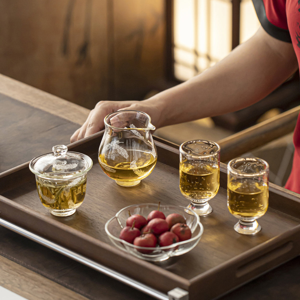 Borosilicate Glass Gongfu Tea Set with Lid Bowl Premium Transparent Tea Ware for Home Office Business Reception