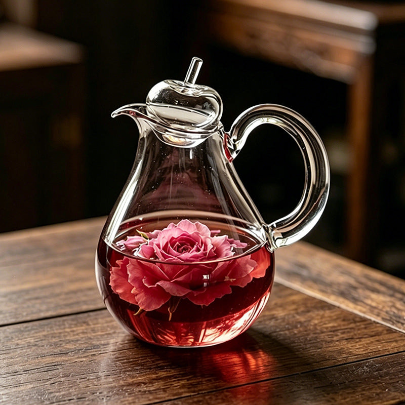 Japanese Handcrafted Glass Sake Carafe Apple Shaped Sharing Bottle Multifunctional Liquor Decanter Wine Pot Tea Pitcher