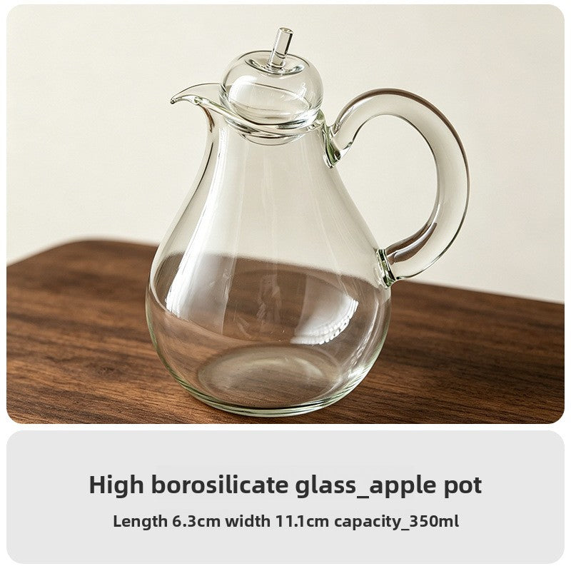 Japanese Handcrafted Glass Sake Carafe Apple Shaped Sharing Bottle Multifunctional Liquor Decanter Wine Pot Tea Pitcher
