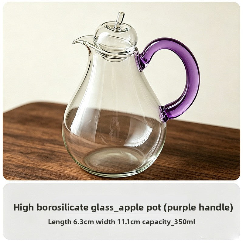 Japanese Handcrafted Glass Sake Carafe Apple Shaped Sharing Bottle Multifunctional Liquor Decanter Wine Pot Tea Pitcher